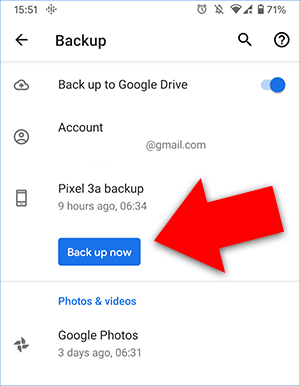 Google DriveにAndroidをバックアップ