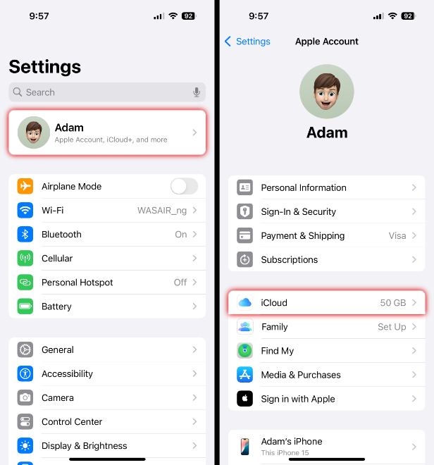iPhoneをiCloudにバックアップするステップ1