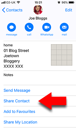 iPhoneで連絡先を共有する