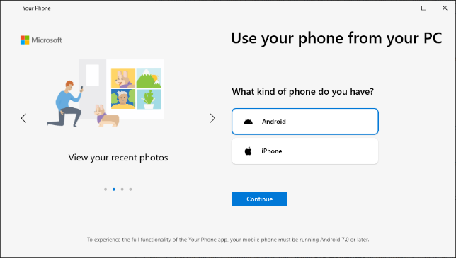 Microsoft Your Phone アプリをセットアップする