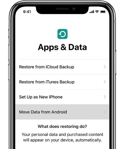 セットアップ中にAndroidからiPhoneにデータを移動する