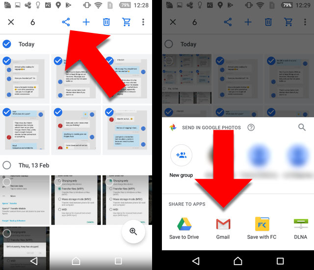 How to print screenshots of Android text messages