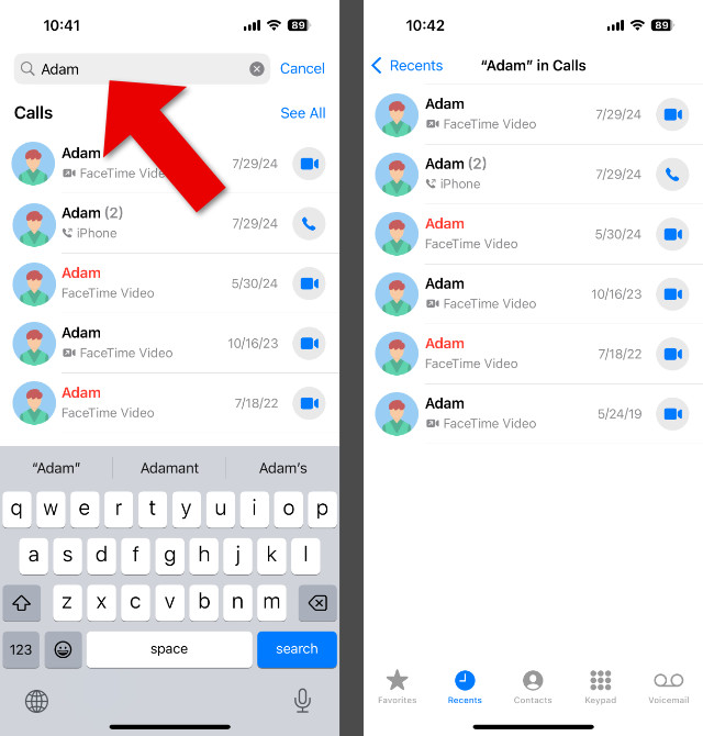 iPhoneで特定の連絡先の通話記録を検索する方法