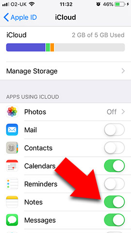 iCloud 2とiPhoneメモを同期