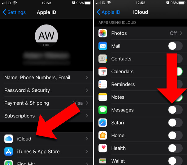 How to sync iPhone messages with iCloud