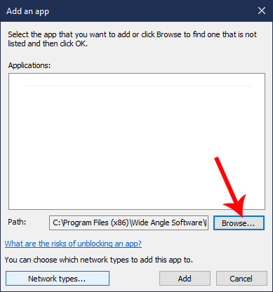 Add app to allowed apps in firewall
