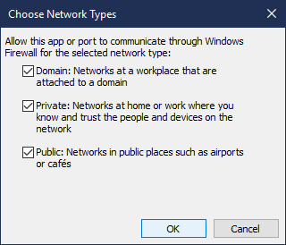 Windowsネットワークタイプボタン