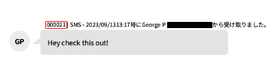 メッセージ識別番号を付けたメッセージの表示例
