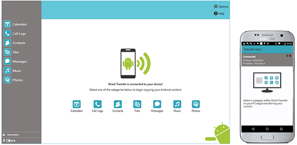 Connect Android with Droid Transfer