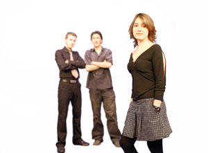 Stock image of 3 employees as a team