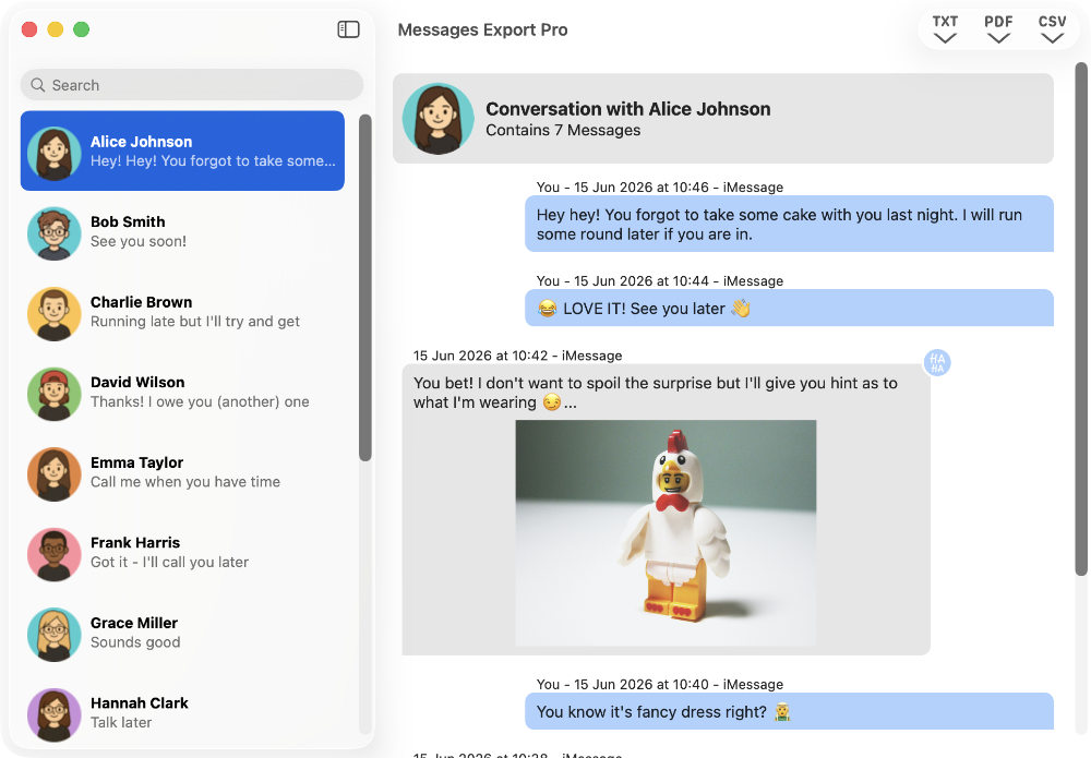 Messages Export Proの画面