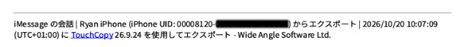 詳細な識別情報フッターの表示例
