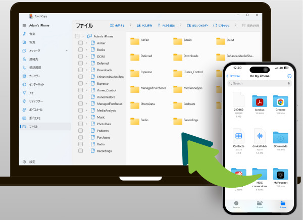 TouchCopyでiPhoneのファイルをコンピュータにコピー